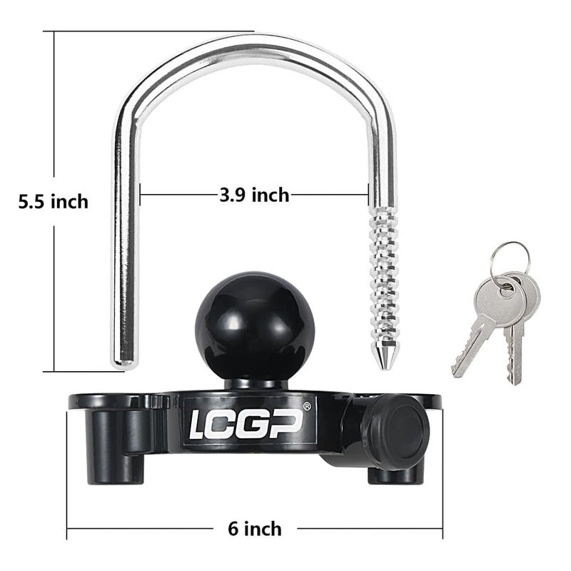 LCGP Black Trailer Hitch Coupler Lock with 2 Keys, Universal Coupler Lock, Adjustable Storage Security, Heavy-Duty Steel. - Image 2